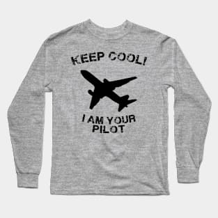 Because I'm The Captain aviation airpane pilot gift idea present Long Sleeve T-Shirt